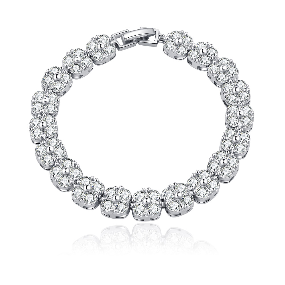 Cubic Zirconia Tennis Bracelet Rhodium Plated